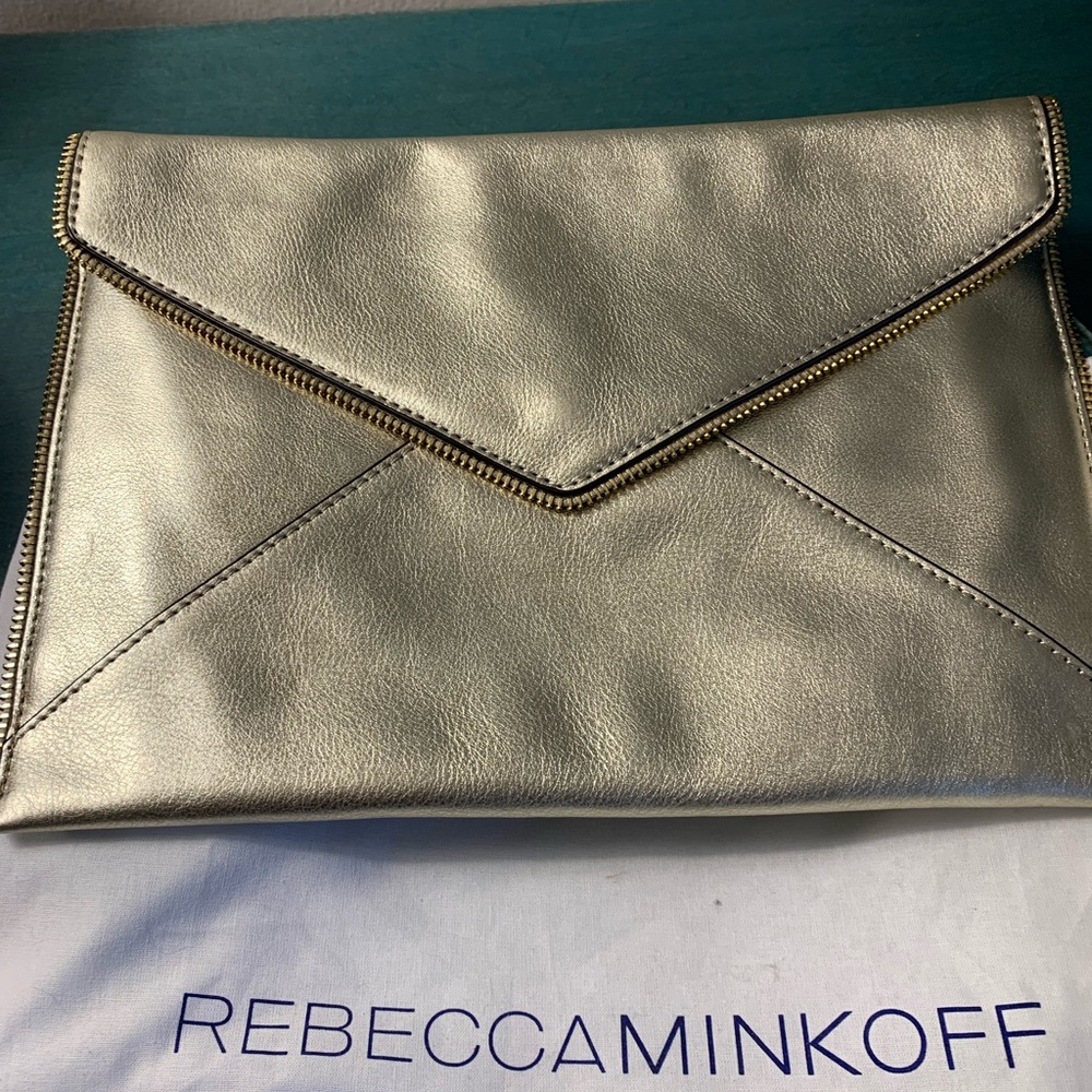 Rebecca Minkoff Leather Clutch Gold